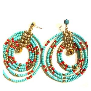 Turquoise Hoop beaded earrings